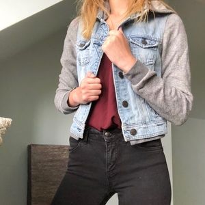 American Eagle denim and sweatshirt hooded jacket